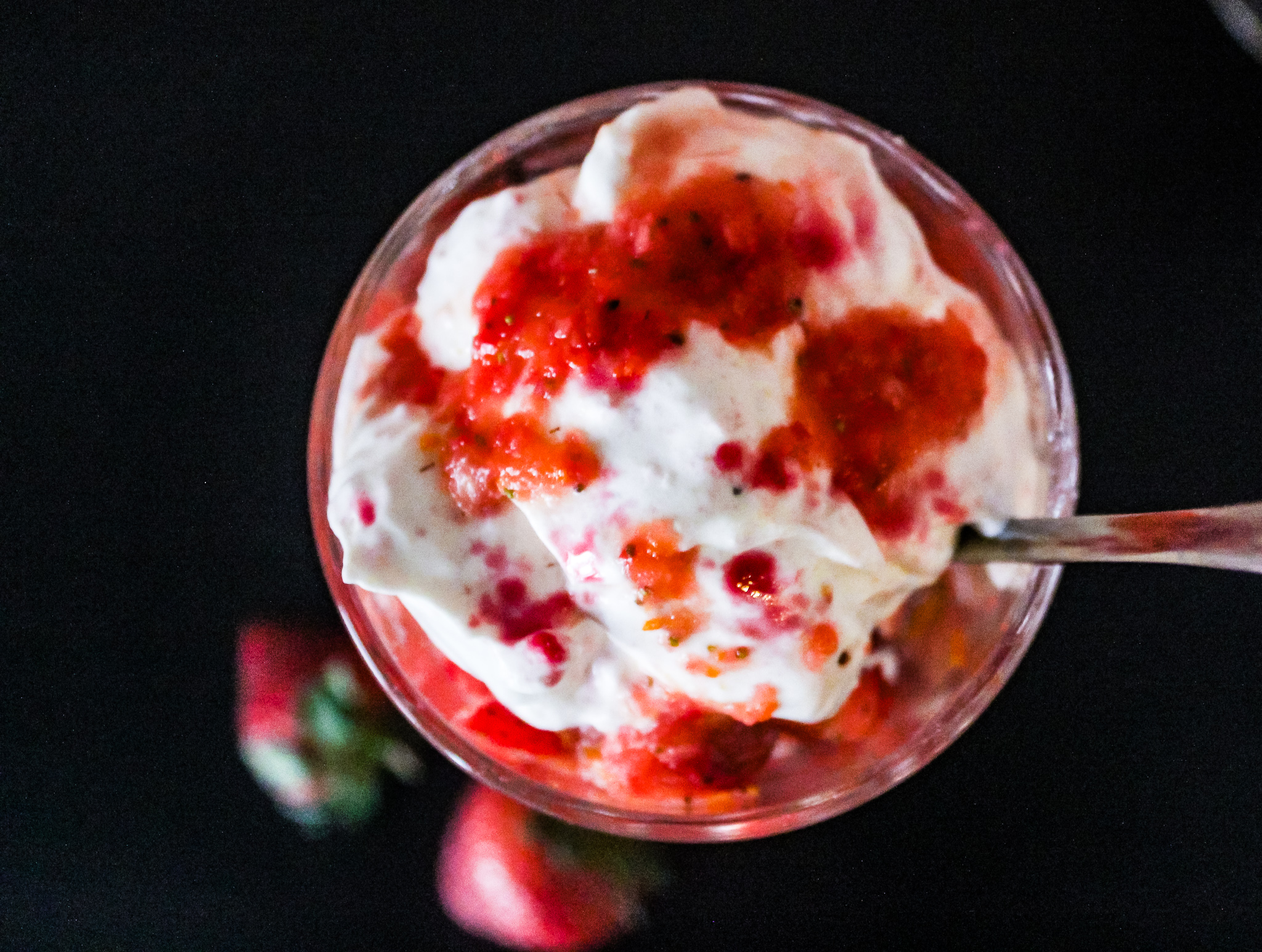 the best, easy strawberries romanoff parfait recipe